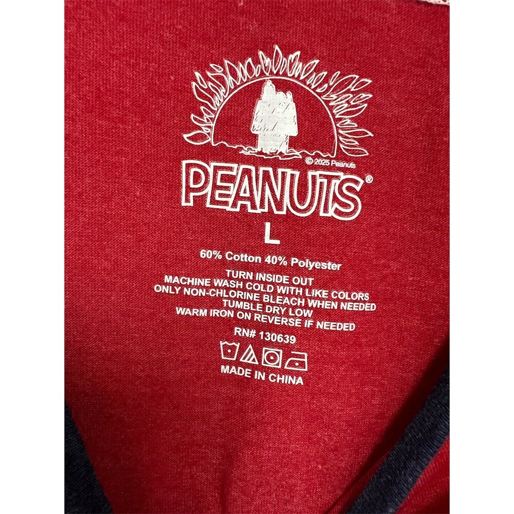 Peanuts Snoopy Woodstock T-Shirt Womens L Red White Navy Patriotic Graphic - Picture 4 of 5